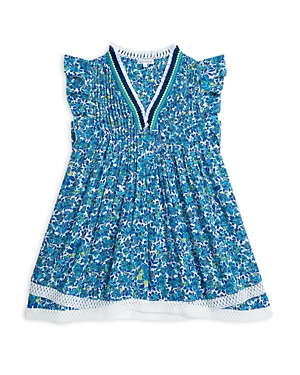 Poupette St Barth Girls' Sasha V Neck Mini Dress - Little Kid, Big Kid In Blue