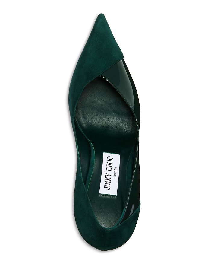 Shop Jimmy Choo Women's Cass 95 Pointed Toe Pumps In Dark Green