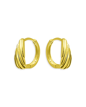 Aqua Ribbed Shield Huggie Hoop Earrings in 18K Gold Over Sterling Silver - 100% Exclusive
