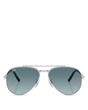 Ray Ban Ray-ban Brow Bar Aviator Sunglasses, 58mm In Silver/blue Gradient