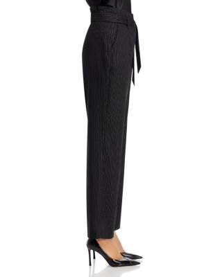 T Tahari Pinstriped Belted Pants