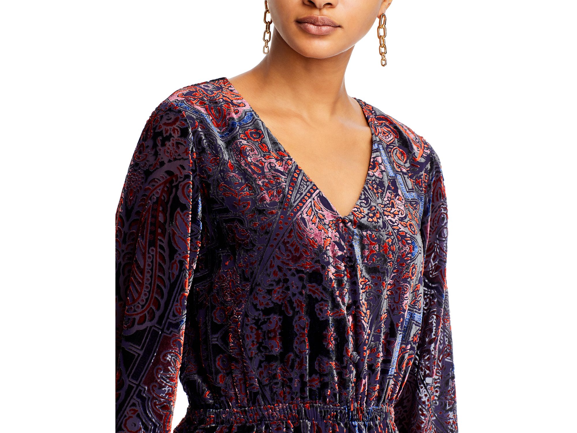Paisley Burnout Velvet Midi Dress — Image 6