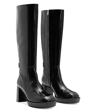 Allsaints Women's Pip High Heel Zip Boots In Black Shine