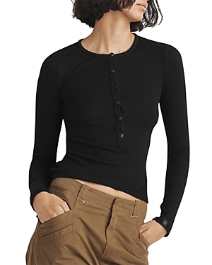 Rag & Bone The Knit Ribbed Henley In Black