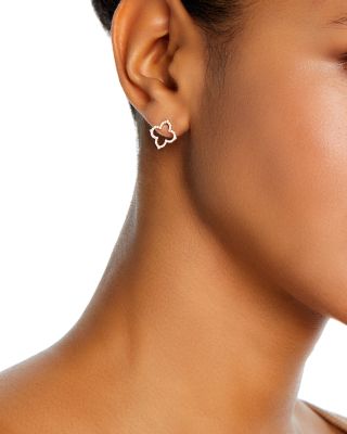 Diamond Clover Stud Earrings in 14K Yellow Gold, 0.20 tcw