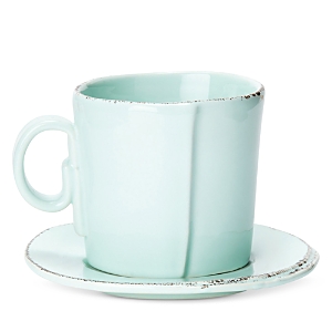 Vietri Lastra Aqua Espresso Cup & Saucer Set In Turquoise/aqua