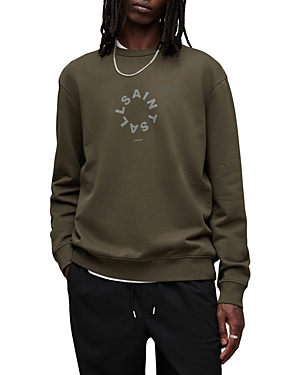 Allsaints Tierra Cotton Printed Relaxed Fit Crewneck Sweatshirt In Tea Leaf