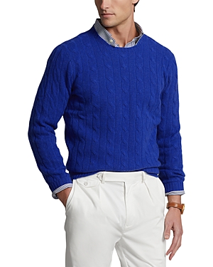Polo Ralph Lauren Cashmere Cable Knit Crewneck Sweater In Deep Royal