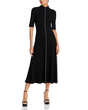 Shop Rosetta Getty Contrast Seam Midi Dress In Black