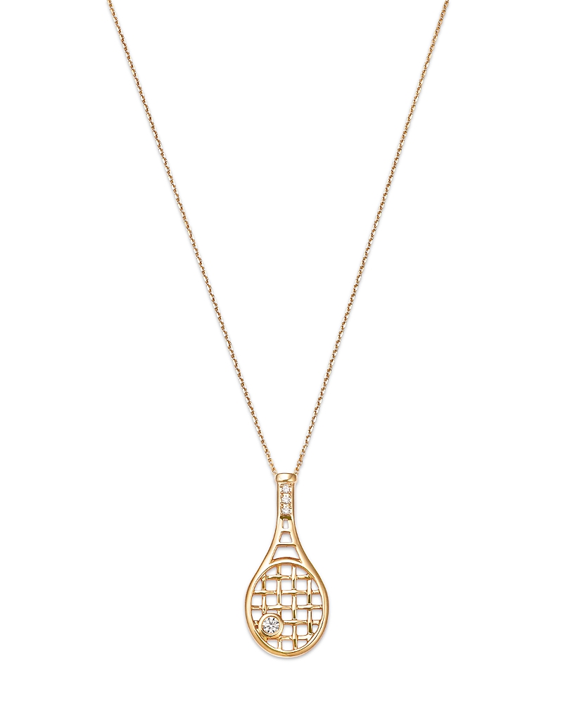 Bloomingdale's Diamond Tennis Racket Pendant Necklace In 14k Yellow Gold, 0.06 Ct. T. W. In Gold