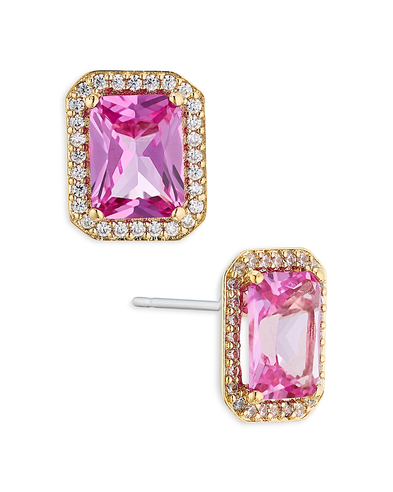 Nadri Emerald Cut Halo Stud Earrings · OS