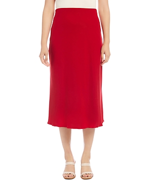 Shop Karen Kane Bias Cut Midi Skirt In Red