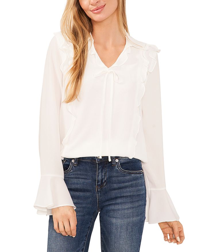 Ruffled Tie Neck Blouse