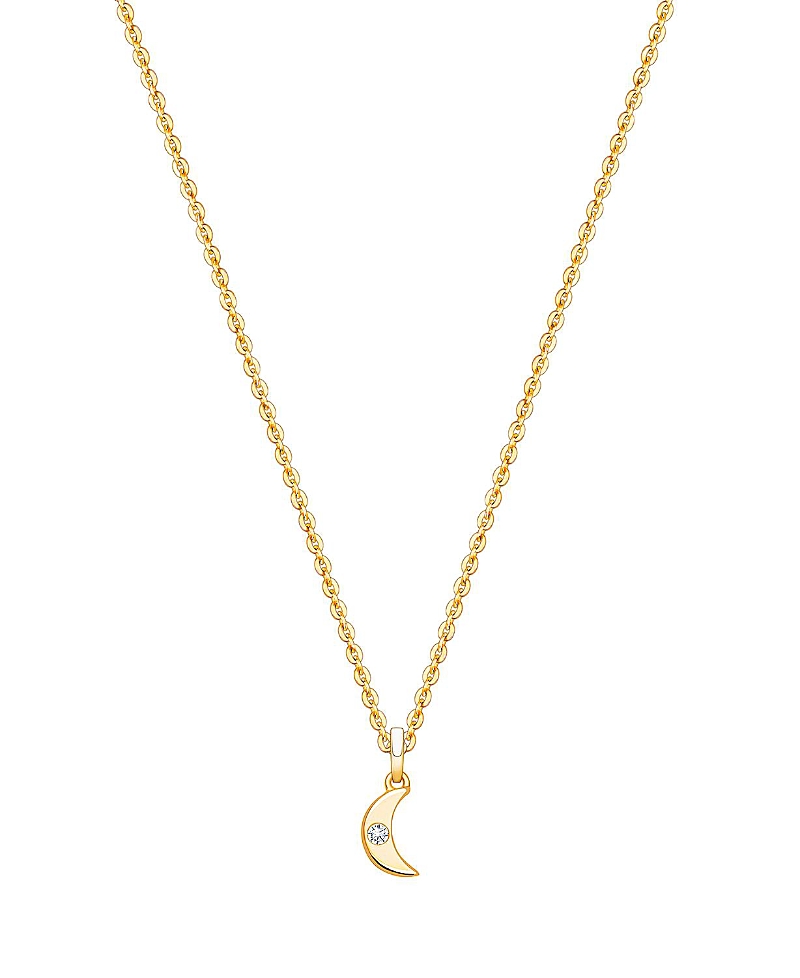 Tiny Blessings Girls' 14K Gold Diamond Over the Moon 13-14 Necklace - Little Kid, Big Kid