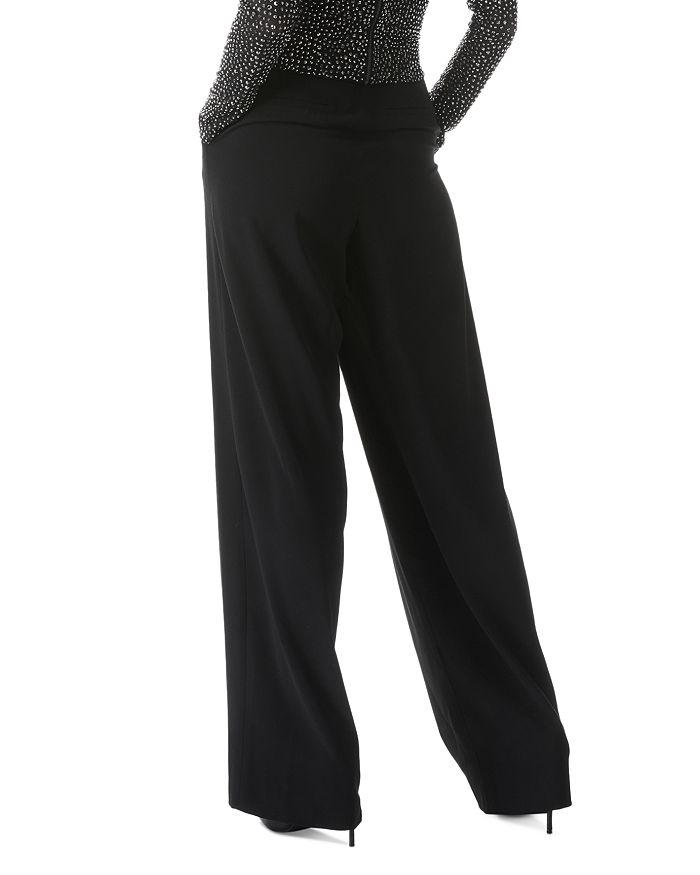 Shop Alice And Olivia Dylan High Waist Wide Leg Pants In Black Satin Waistband