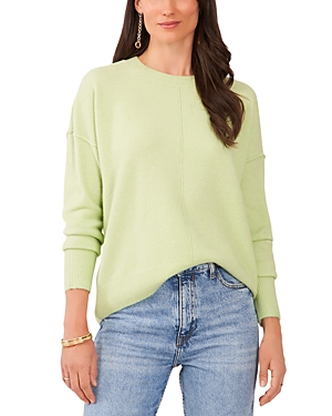 Vince Camuto Center Seam Crewneck Sweater In Foam Green