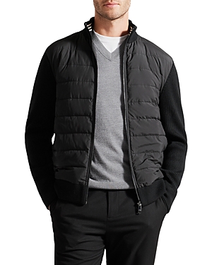 TED BAKER OBERAN MIXED MEDIA QUILTED FULL ZIP JACKET