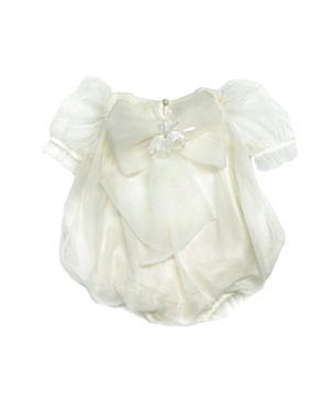 Petite Maison Girls' Bella Buttermilk Tulle Romper With Faux Pearl Beading - Baby, Little Kid In Open Yellow