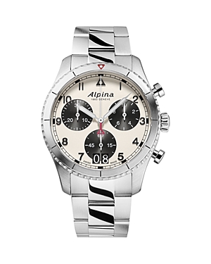 Shop Alpina Startimer Pilot Chronograph, 41mm In White/silver
