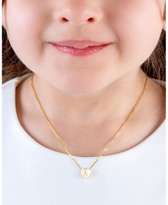  Girls' 14K Gold Mini Sliding Heart & Engraved Initial 13-14" Necklace - Children