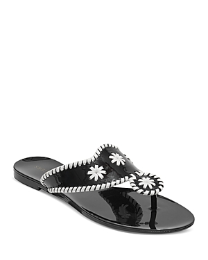 Shop Jack Rogers Women's Jacks Jelly Whipstitch Slip On Thong Sandals In Black/white