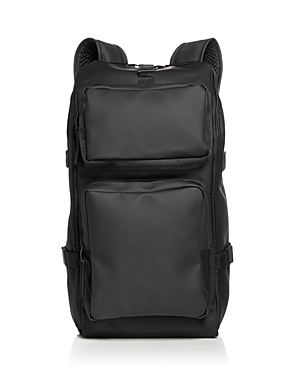 Rains Trail Faux Leather Cargo Backpack In Black