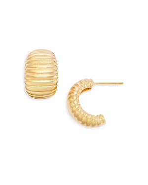 Shashi Ribbed Hoop Earrings In 14k Gold Plated