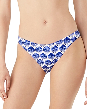 Kate Spade New York Shell Print Bikini Bottom In Blue Berry