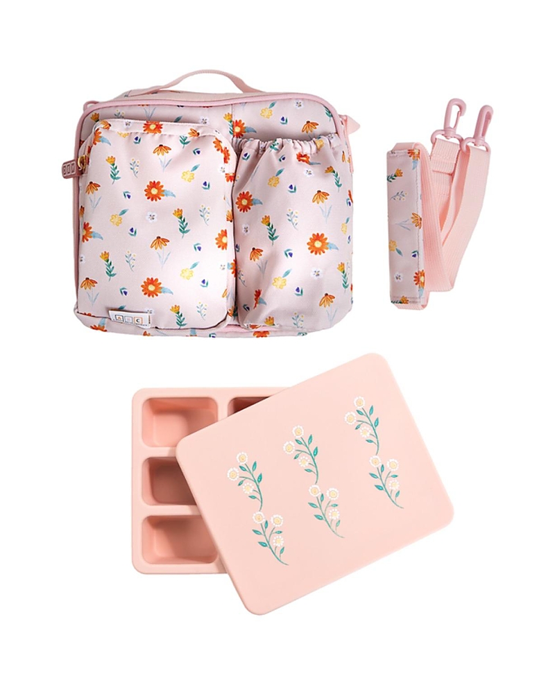 Austin Baby Co Bento And Lunch Bag Set In Wildflower Ripe Peach