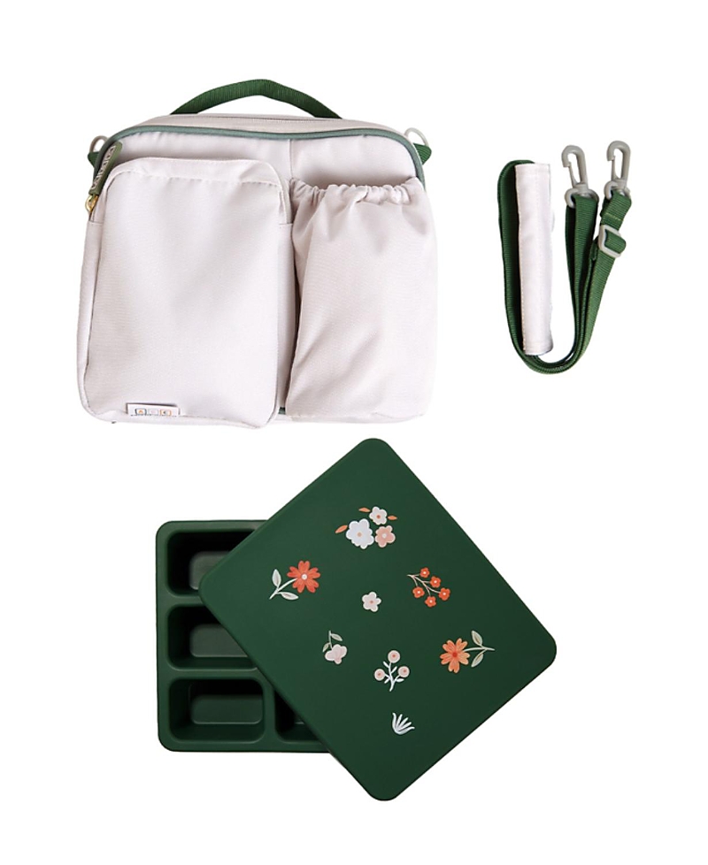 Austin Baby Co Bento And Lunch Bag Set In Neutral Sage And Mini Floral