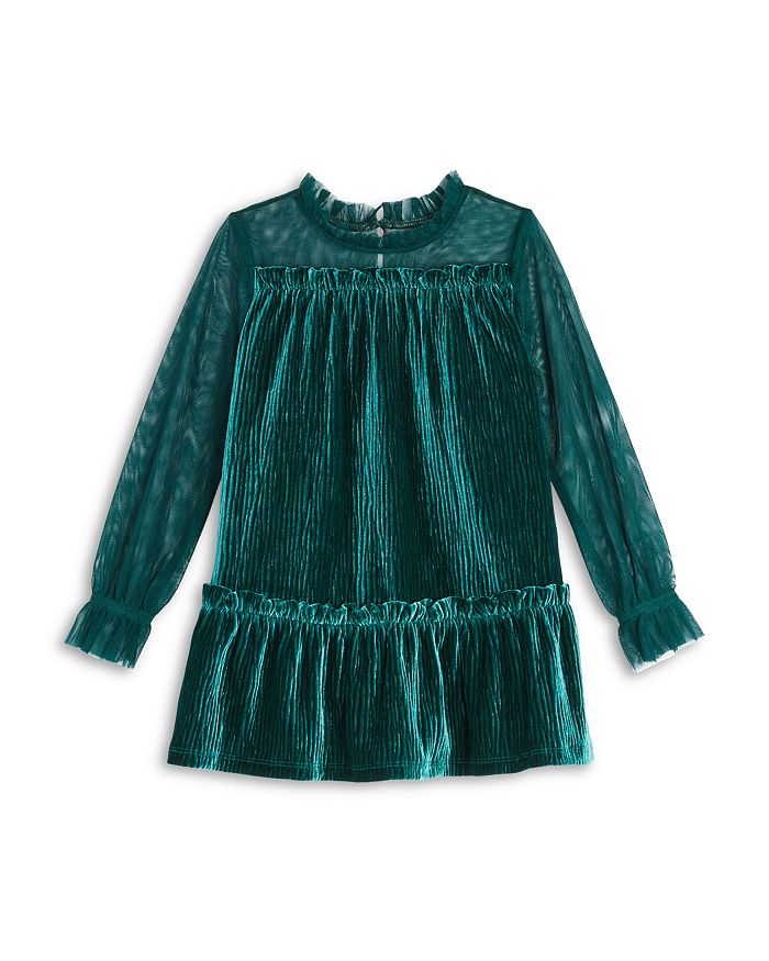 BCBG GIRLS Girls Mesh Pleated Velour Dress Little Kid Big