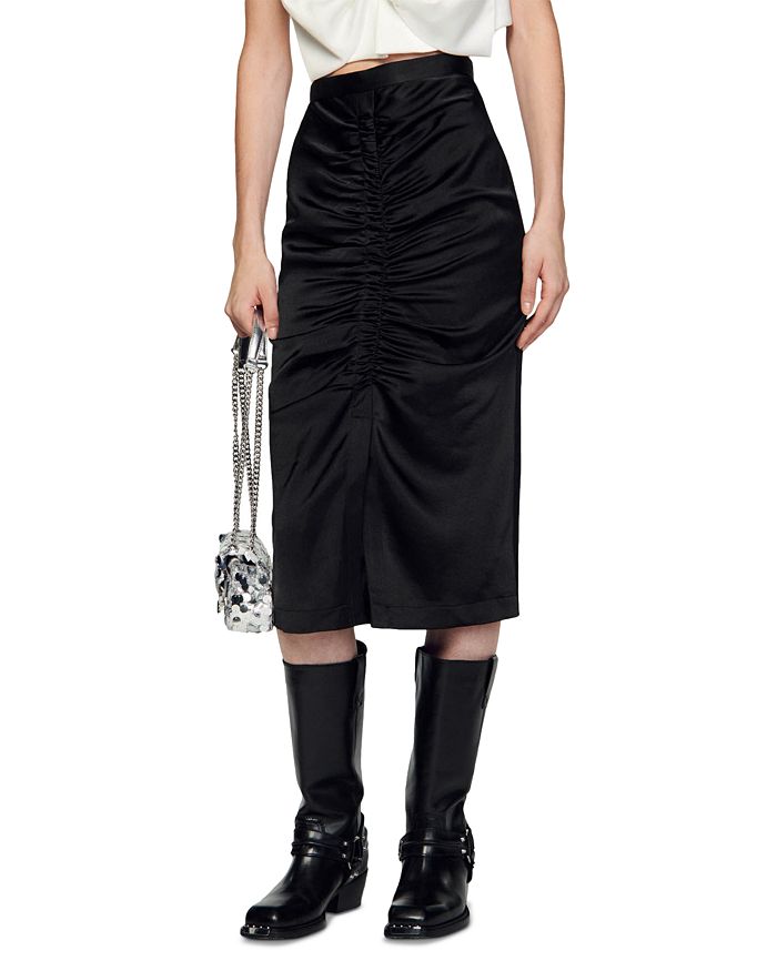 Sandro Gaby Satin Effect Midi Skirt | Bloomingdale's