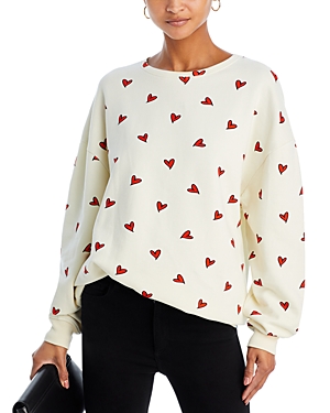 Shop Kule Cotton Oversized Heart Sweatshirt In Heather Grey