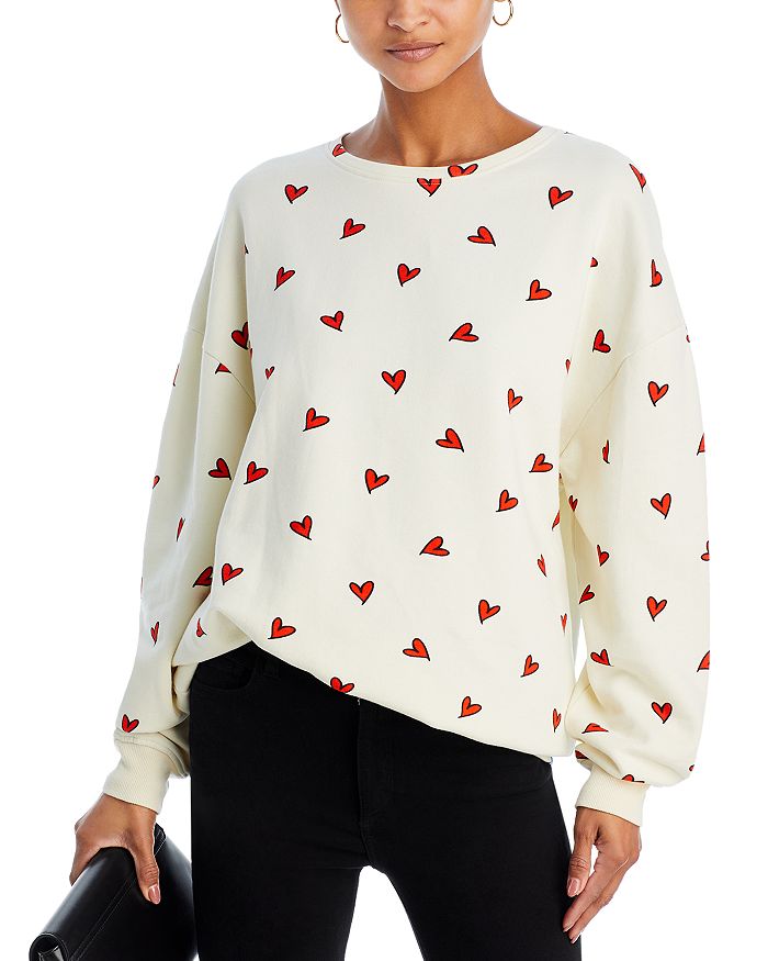 HEART PRINT OVERSIZED SWEATER DH5960D