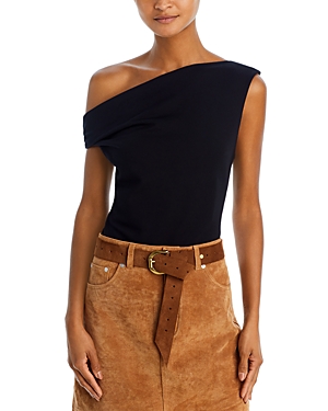 Rag & Bone Twisted Pleated Shoulder Strap Vest In Black