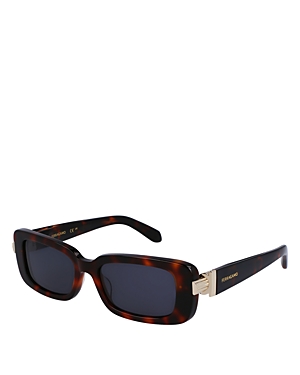 Shop Ferragamo Prisma Narrow Rectangular Sunglasses, 52mm In Tortoise/gray Solid