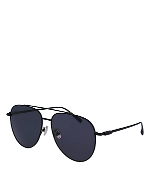 Shop Ferragamo Prisma Oversize Aviator Sunglasses, 61mm In Black/gray Solid