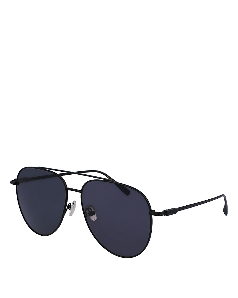 Ferragamo Men's Gancini Evolution Metal Aviator Sunglasses In Matte Black