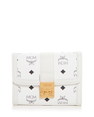 Shop Mcm Tracy Small Visetos Trifold Wallet In White