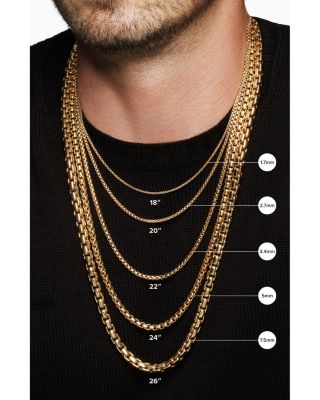 Men&#39;s Box Chain Necklace in 18K Yellow Gold 24&amp;quot;, 2.7mm