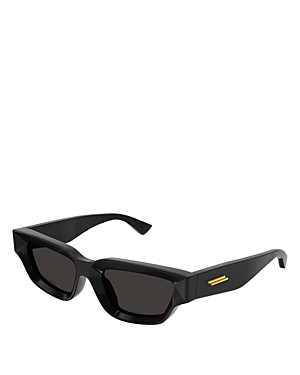 Shop Bottega Veneta Edgy Rectangular Sunglasses, 53mm In Black/gray Solid