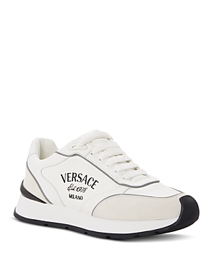 Shop Versace Women's Lace Up Low Top Sneakers In White