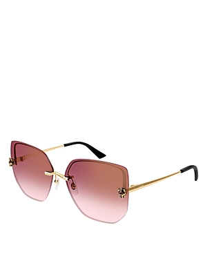 Cartier Panthere Light 24k Gold Plated Square Sunglasses, 63mm In Gold/pink Gradient