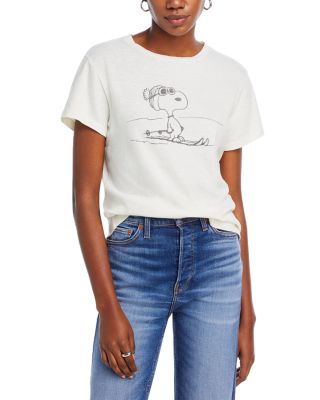 “RE DONE” Snoopy Ski Tシャツ VintageIvory RE/DONE RINGER SKIING SNOOPY TEE - VINTAGE IVORY/MIDNIGHT
