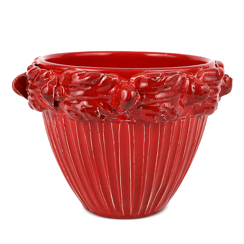 VIETRI RUSTIC GARDEN ACANTHUS LEAF SMALL CACHEPOT