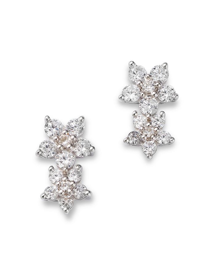Bloomingdale's Diamond Double Flower Stud Earrings in 14K White Gold, 0 ...