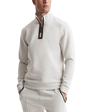 Reiss Off White Contrast Half-zip Funnel Neck Jumper In Off White