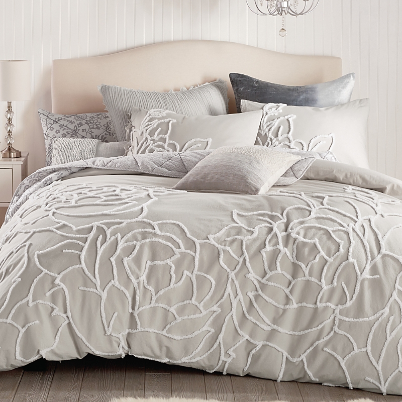 Peri Home Chenille Rose 3-pc. Duvet Cover Set, Full/queen In Grey