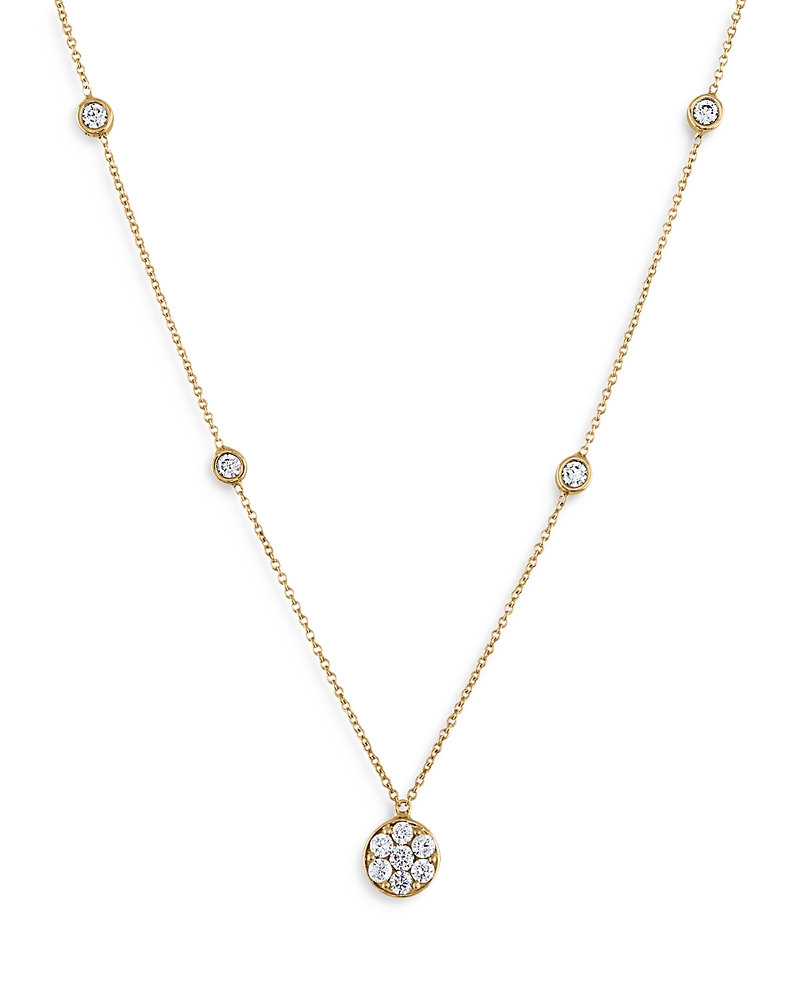 Bloomingdale's Diamond Cluster Bezel Station Pendant Necklace In 14k Yellow Gold, 0.50 Ct. T. W. In Gold
