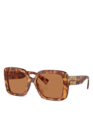 Shop Miu Miu Square Sunglasses, 56mm In Light Havana/brown Solid